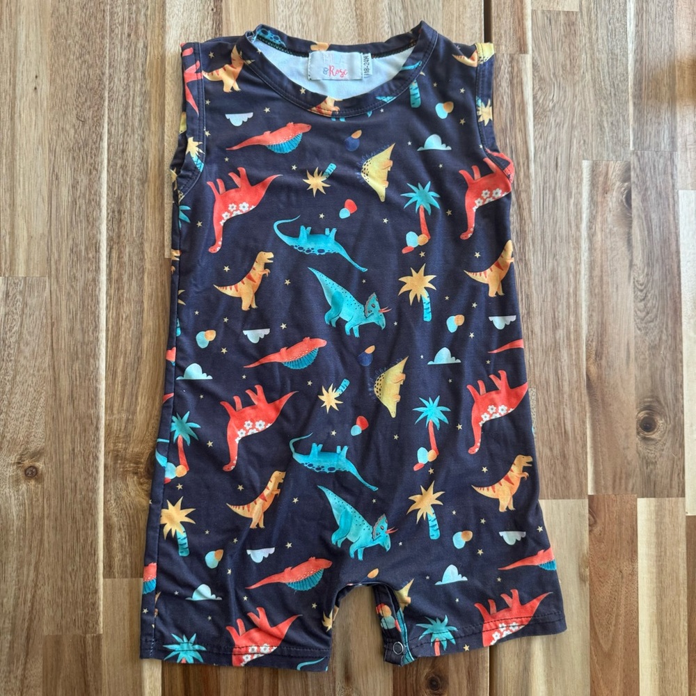 Mila & Rose Toddler Boys Dinosaur Print Sleeveless‎ Romper Navy 18-24M